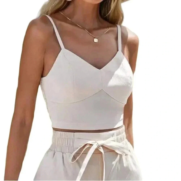 SHEIN crop top linen stretch back size XS - Picture 1 of 9